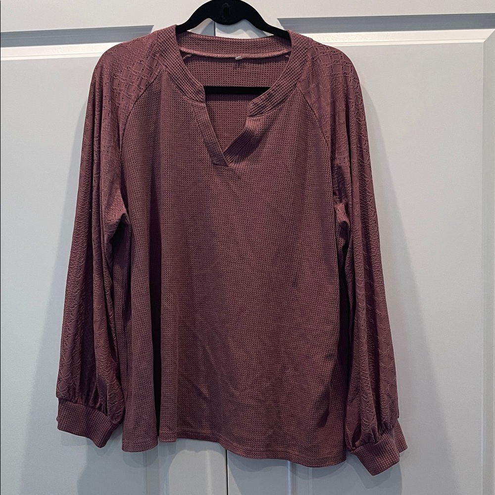 Elegant Mauve V-Neck Blouse size 3XL